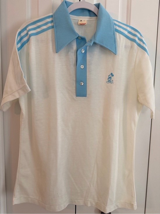 Walt Disney Other - Men's Vintage Mickie Polo Shirt in Light Blue and Cream - Vintage Style
